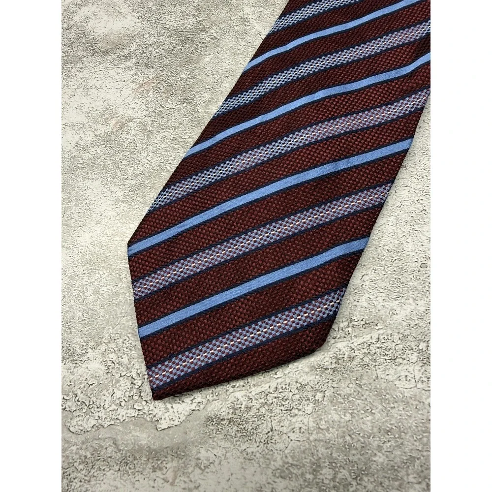 Giulia Visconti Silk Tie Mens One Size Red Striped Pointed Made In Italy Necktie